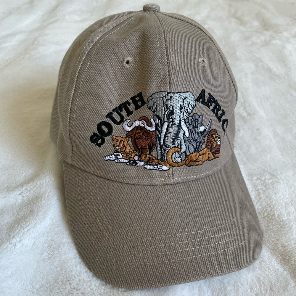 South Africa ball cap safari khaki beige with animal motif